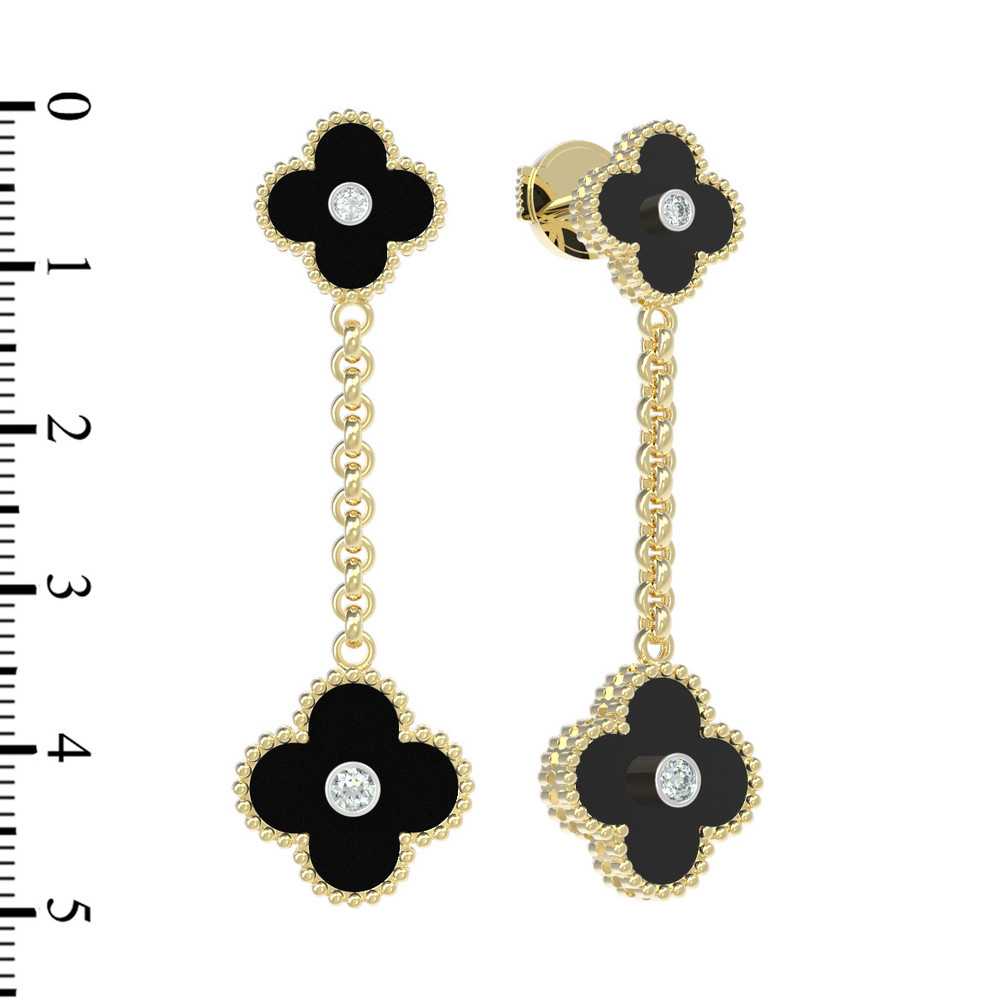 Серьги из лимонного золота c бриллиантами и ониксом