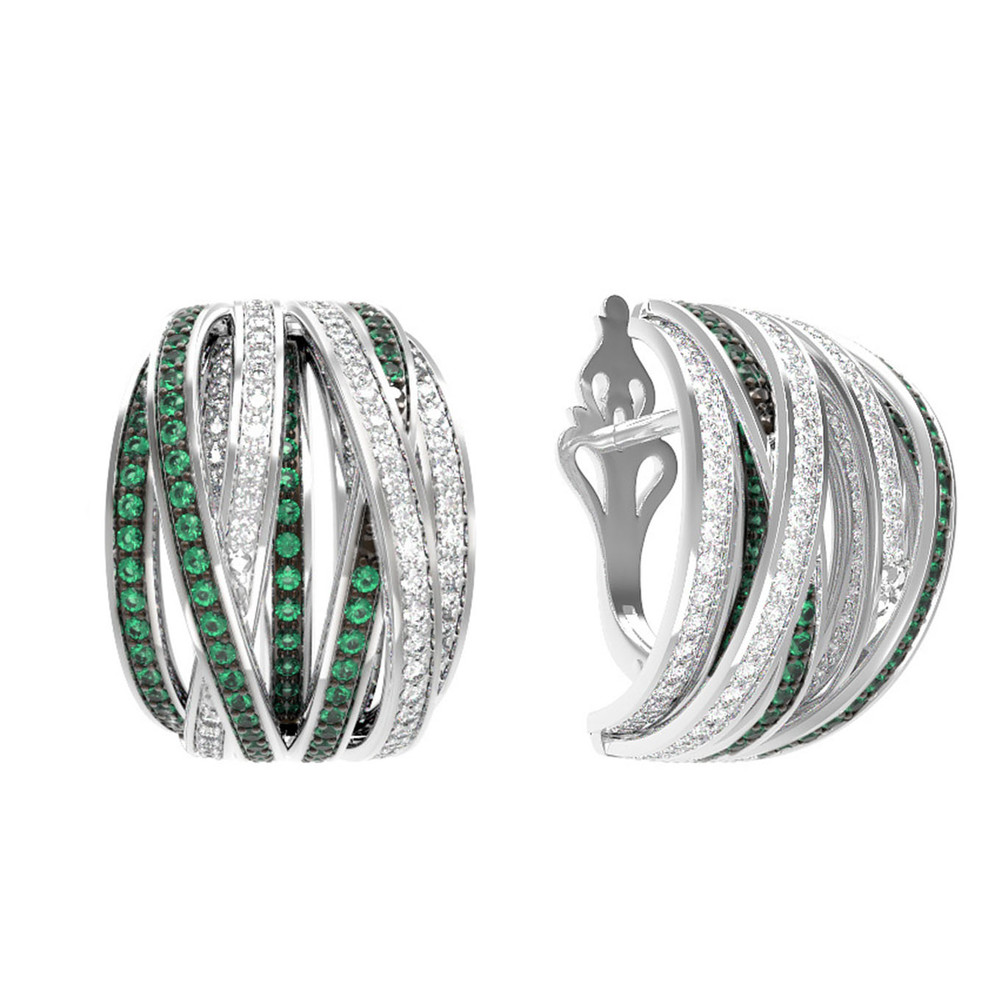 Серьги из белого золота c фианитом