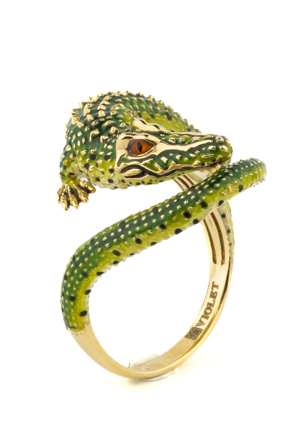 Кольцо из лимонного золота c эмалью