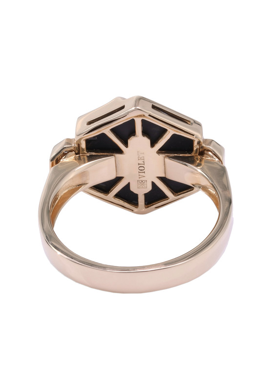 Кольцо из золота c бриллиантами и ониксом