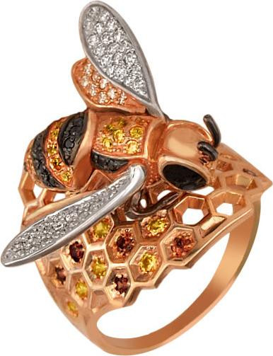 Кольцо из золота c эмаль и фианитом