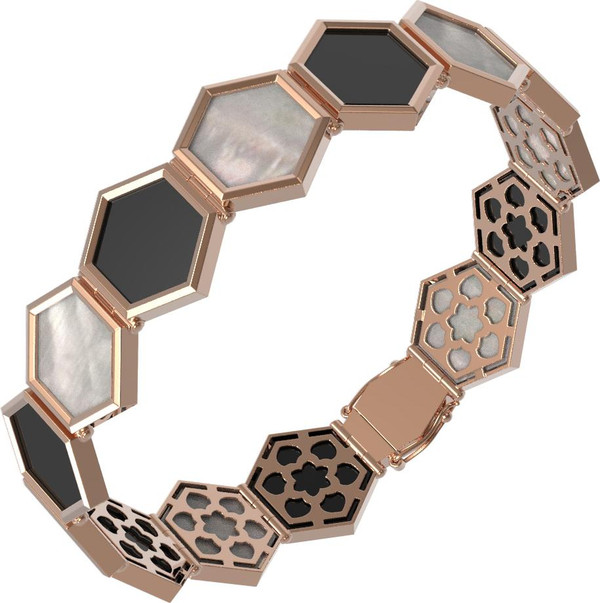 Браслет из золота c ониксом и перламутром