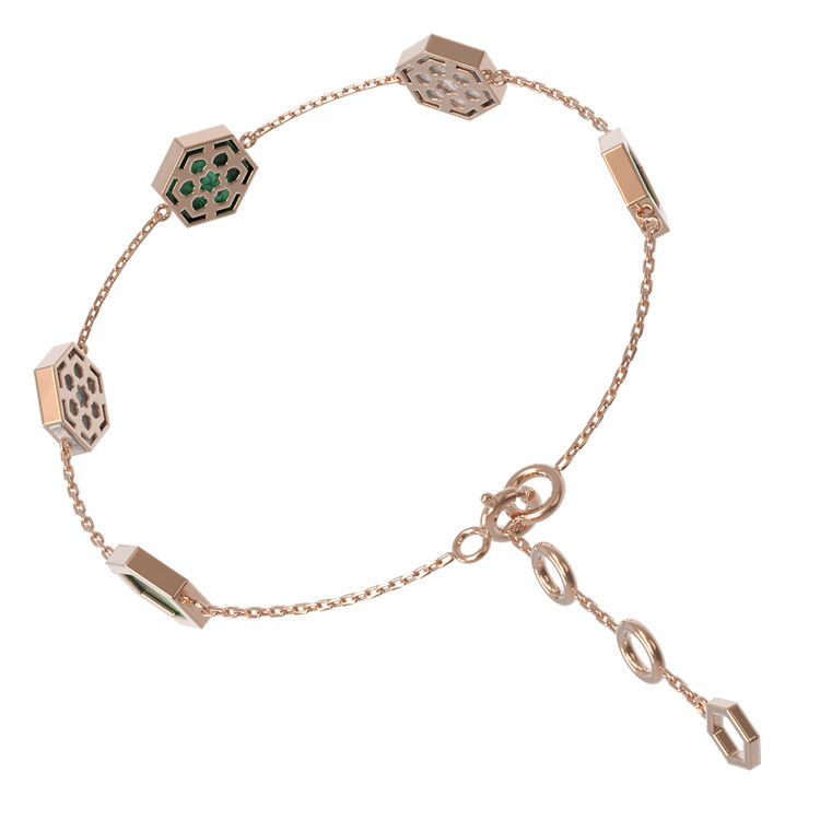 Браслет из золота c малахитом и перламутром