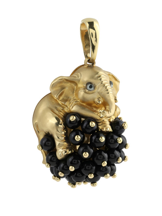 Подвеска из лимонного золота c эмаль и ониксом