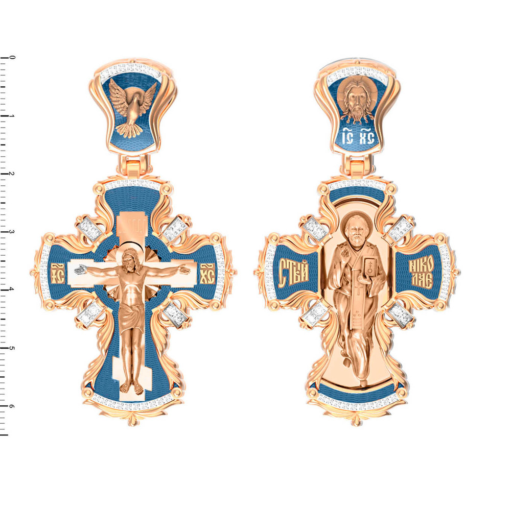 Крест из золота c эмалью и бриллиантами