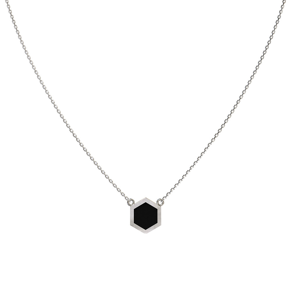 Колье из белого золота c ониксом