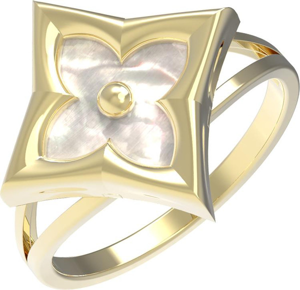 Кольцо из лимонного золота c перламутром