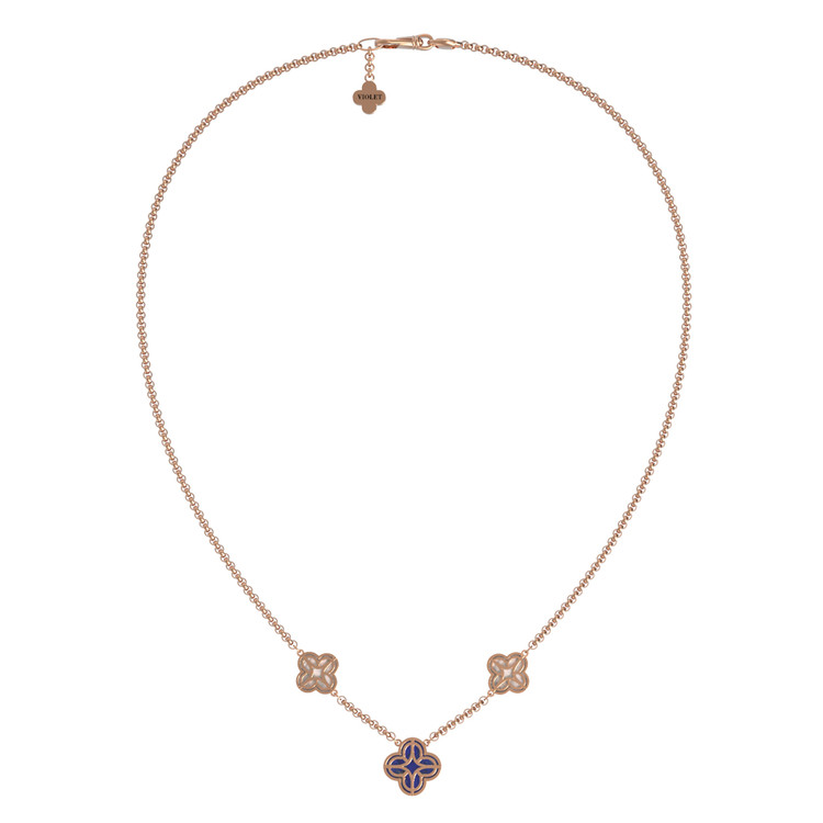 Колье из золота c бриллиантами, лазуритом и перламутром