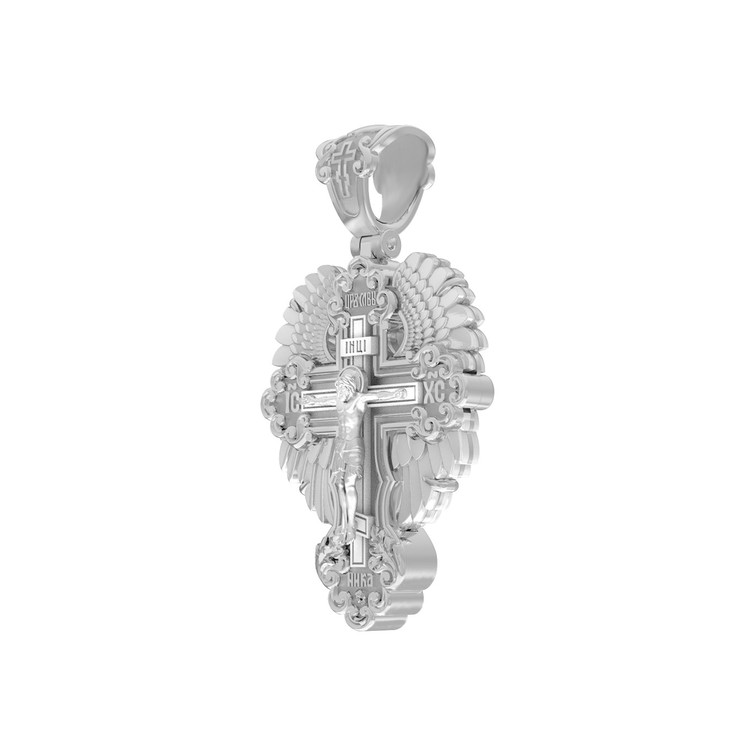 Крест из белого золота c перламутром