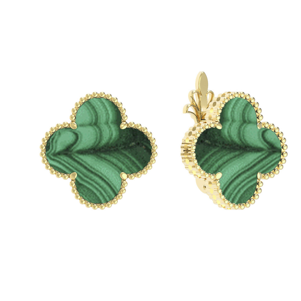 Серьги из лимонного золота c малахитом