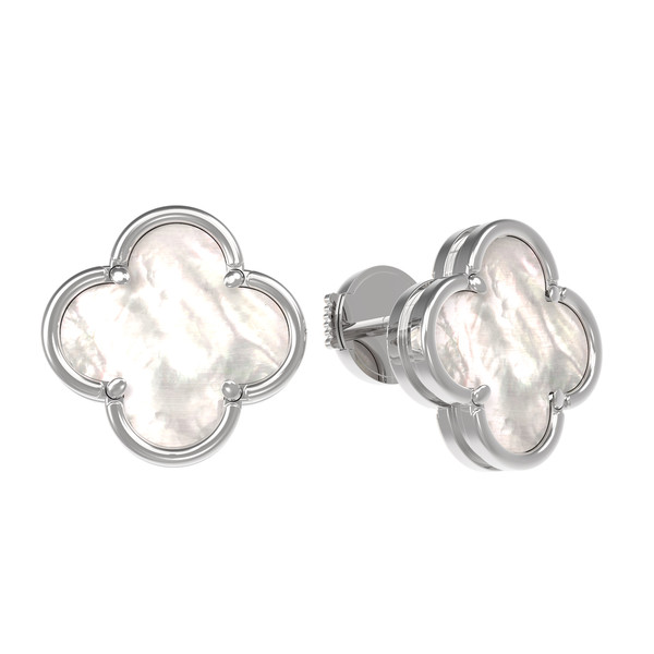 Серьги из белого золота c перламутром