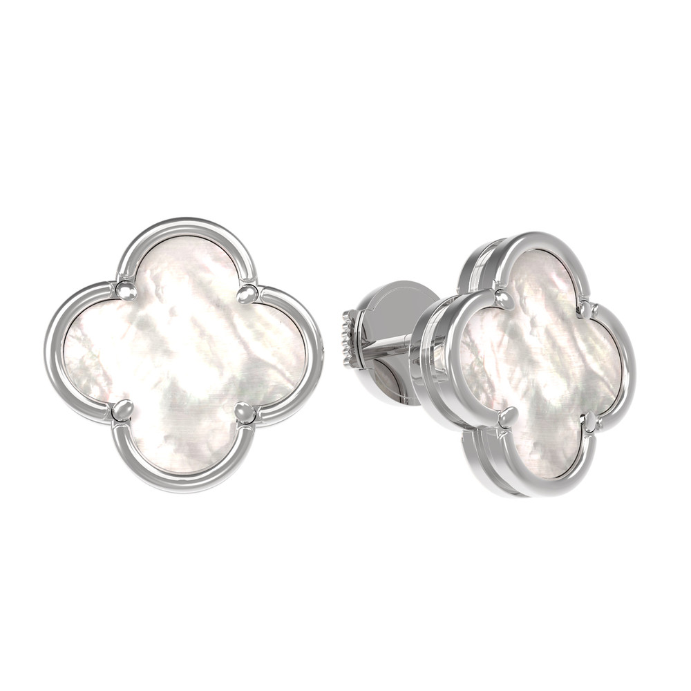 Серьги из белого золота c перламутром