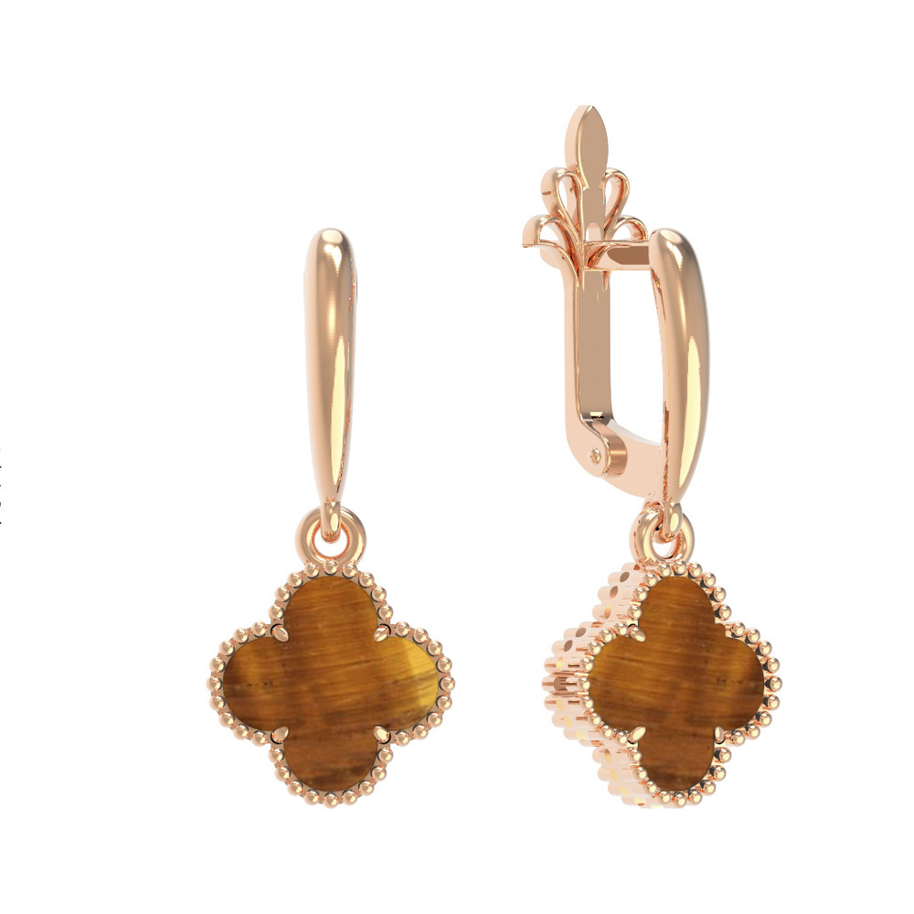 Серьги из золота c тигровым глазом