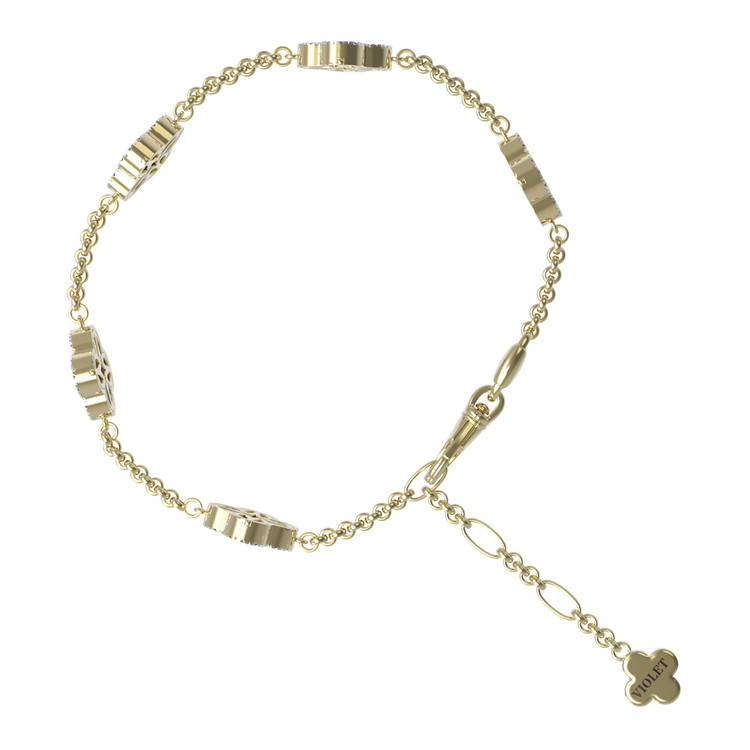 Браслет из лимонного золота c бриллиантами, малахитом и перламутром