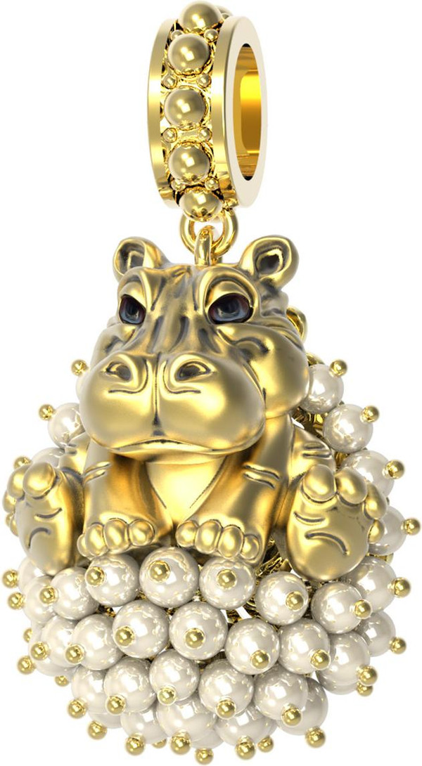 Подвеска из лимонного золота c эмаль и жемчугом