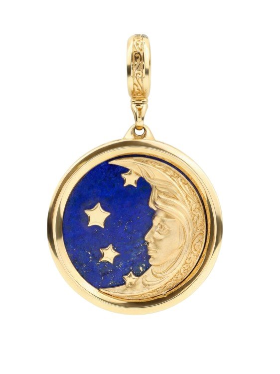 Подвеска из лимонного золота c бирюзой и лазуритом