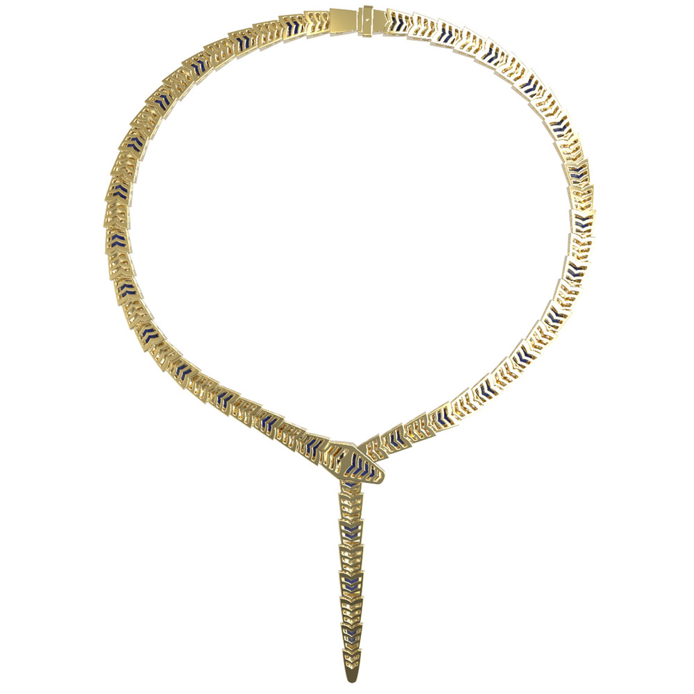 Колье из лимонного золота c бриллиантами и лазуритом