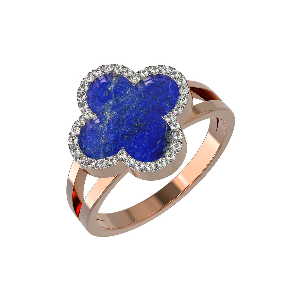 Кольцо из золота c бриллиантами и лазуритом