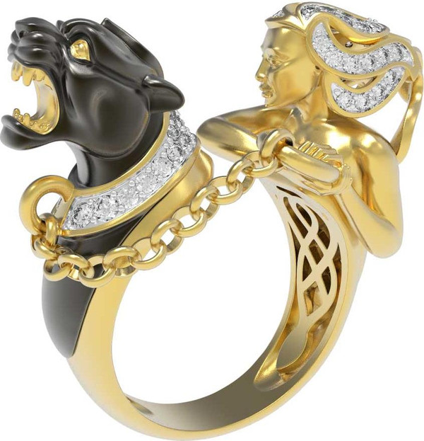 Кольцо из лимонного золота c фианитом