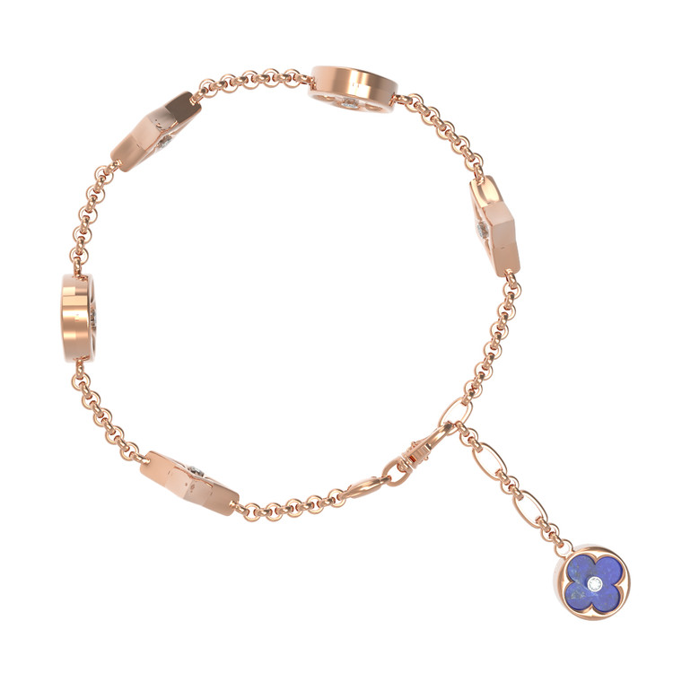 Браслет из золота c бриллиантами, лазуритом и перламутром