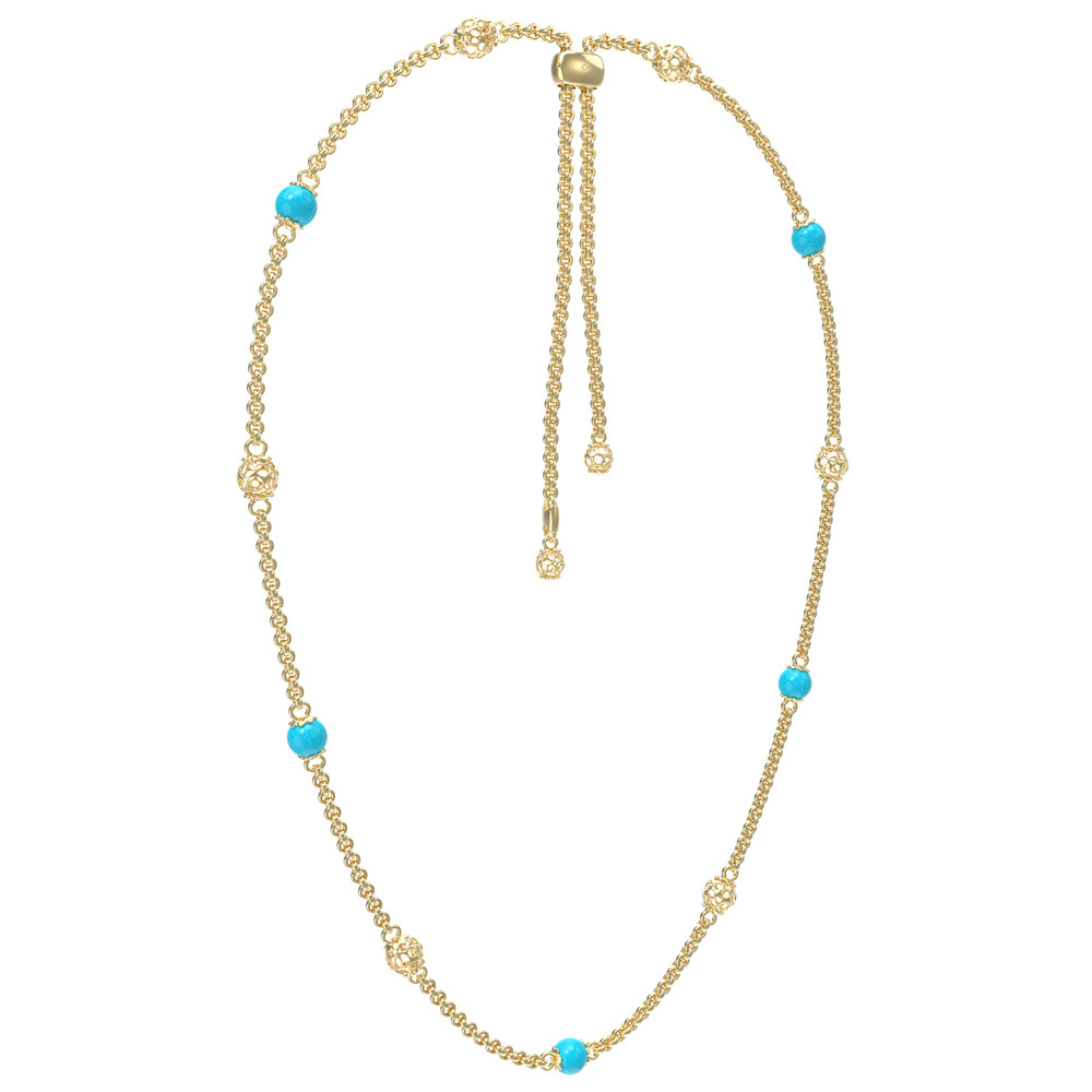 Колье из лимонного золота c бирюзой