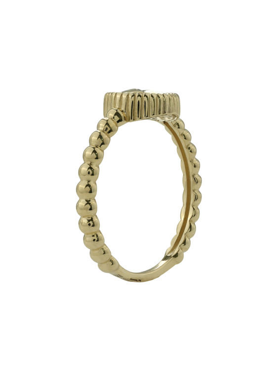 Кольцо из лимонного золота c бриллиантами и перламутром