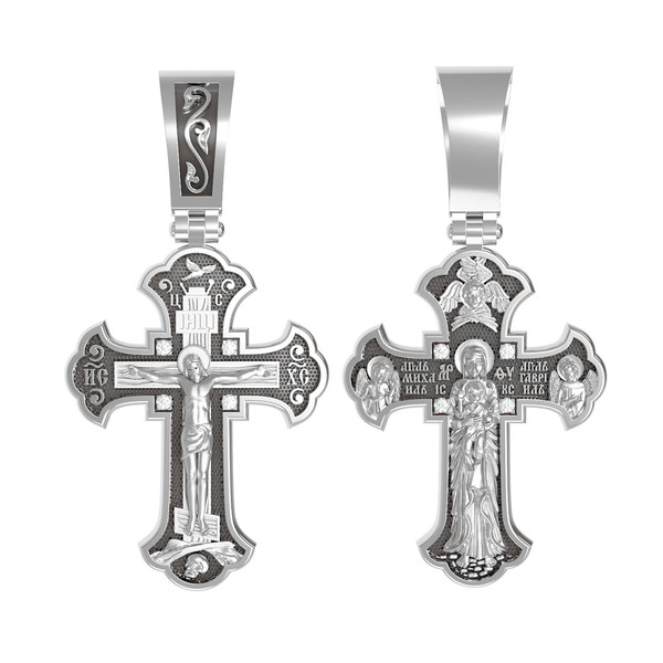 Крест из белого золота c бриллиантами