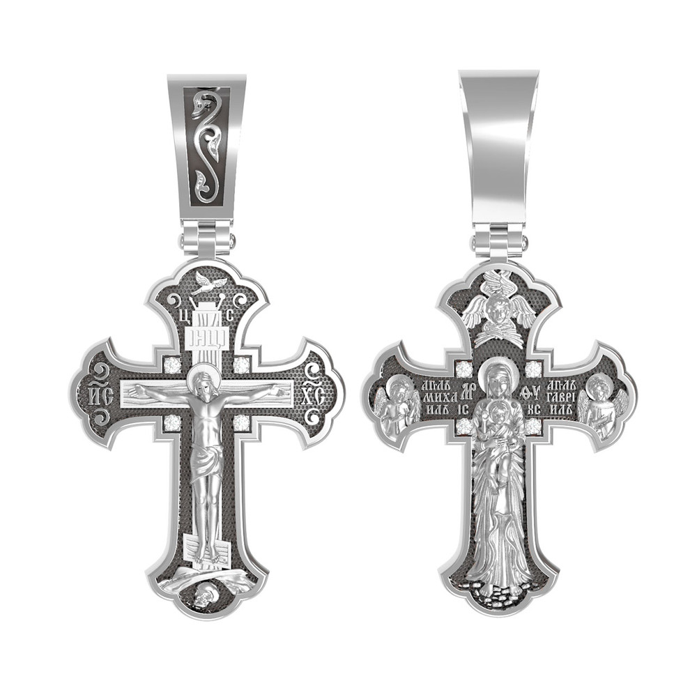 Крест из белого золота c бриллиантами