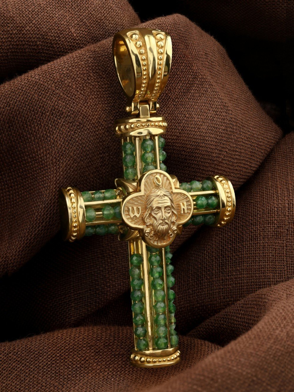 Крест из лимонного золота c хризопразом