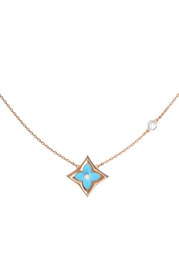 Колье из золота c бриллиантами и бирюзой