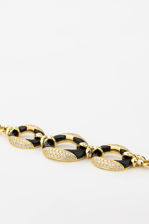 Браслет из лимонного золота c бриллиантами и ониксом