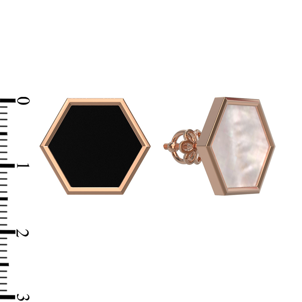 Серьги из золота c ониксом и перламутром