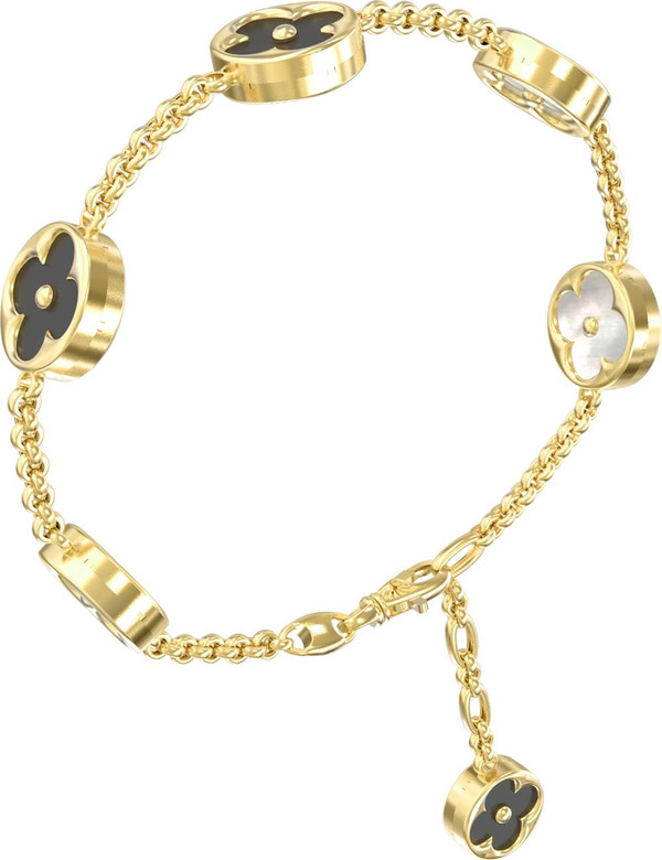 Браслет из лимонного золота c ониксом и перламутром