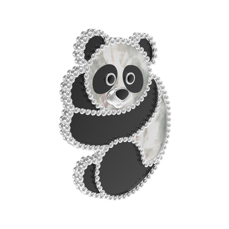 Брошь из белого золота c эмаль , ониксом и перламутром