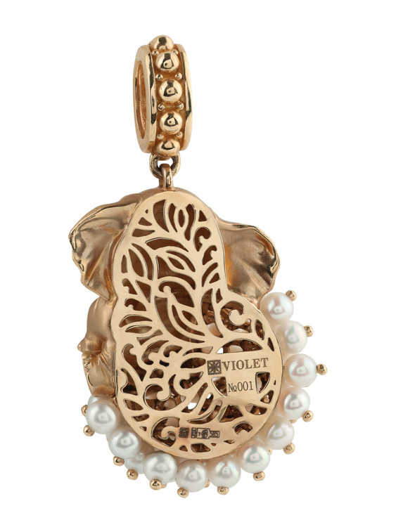 Подвеска из золота c эмалью и жемчугом