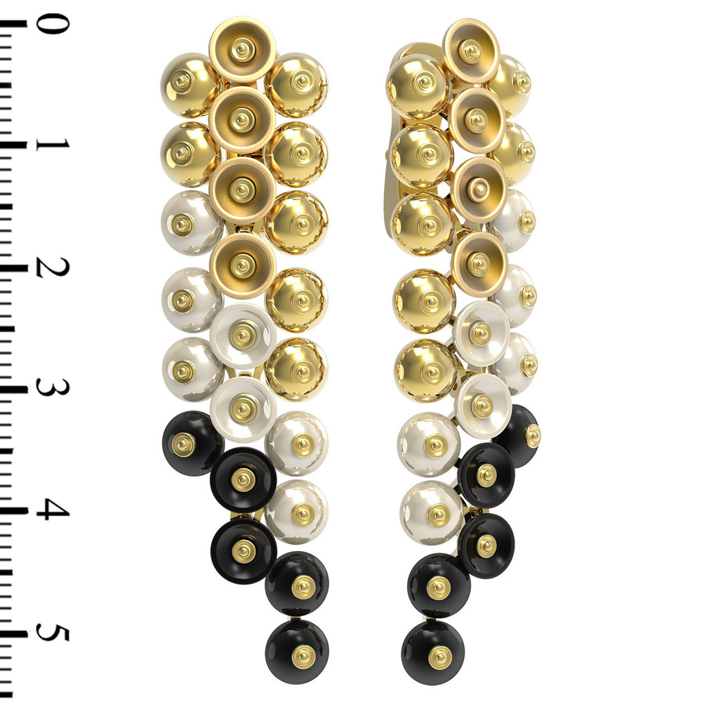 Серьги из лимонного золота c ониксом и перламутром