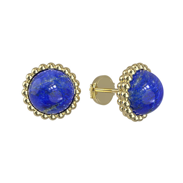 Серьги из лимонного золота c лазуритом