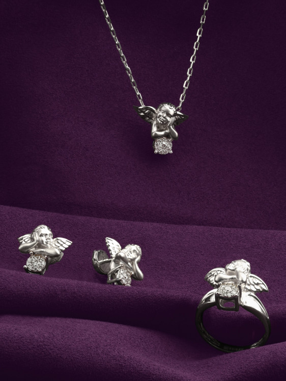 Кольцо из белого золота c бриллиантами