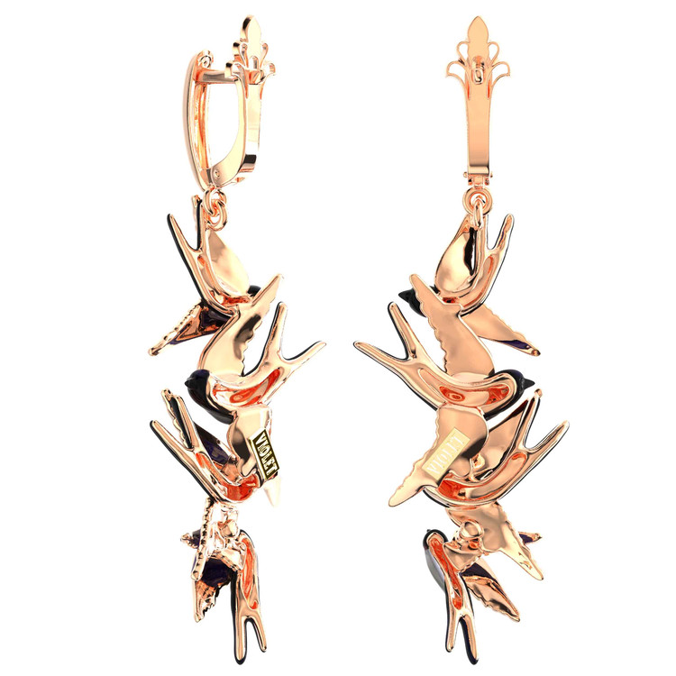 Серьги из золота c эмаль