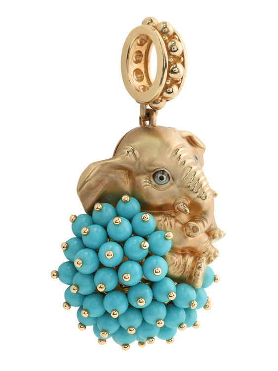 Подвеска из золота c эмаль и бирюзой