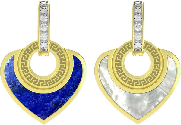 Подвеска из лимонного золота c фианитом, лазуритом и перламутром