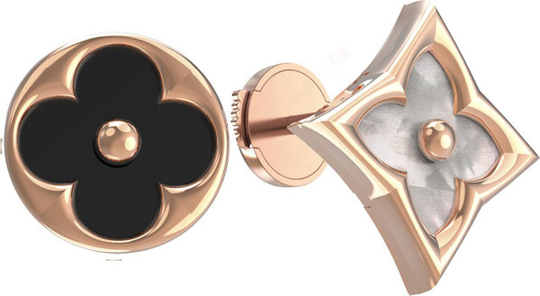 Серьги из золота c ониксом и перламутром