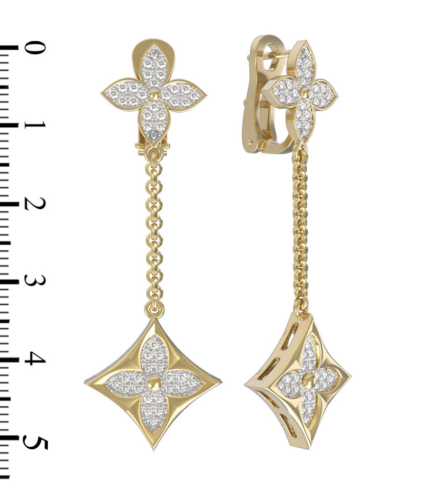 Серьги из лимонного золота c бриллиантами