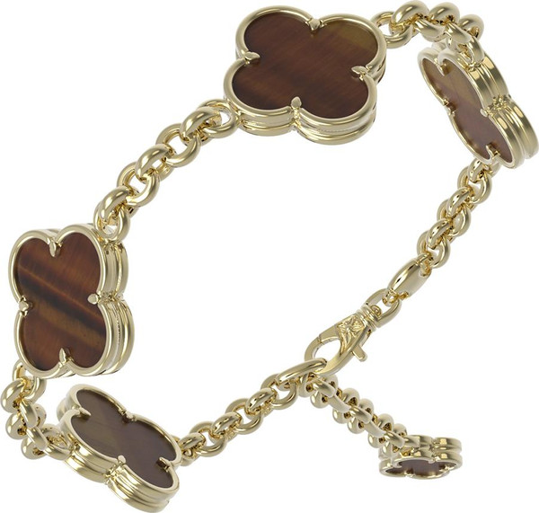 Браслет из лимонного золота c тигровым глазом