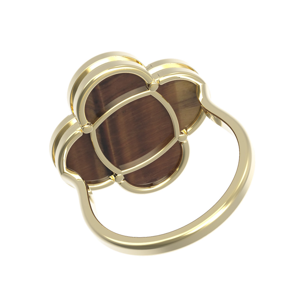 Кольцо из лимонного золота c тигровым глазом