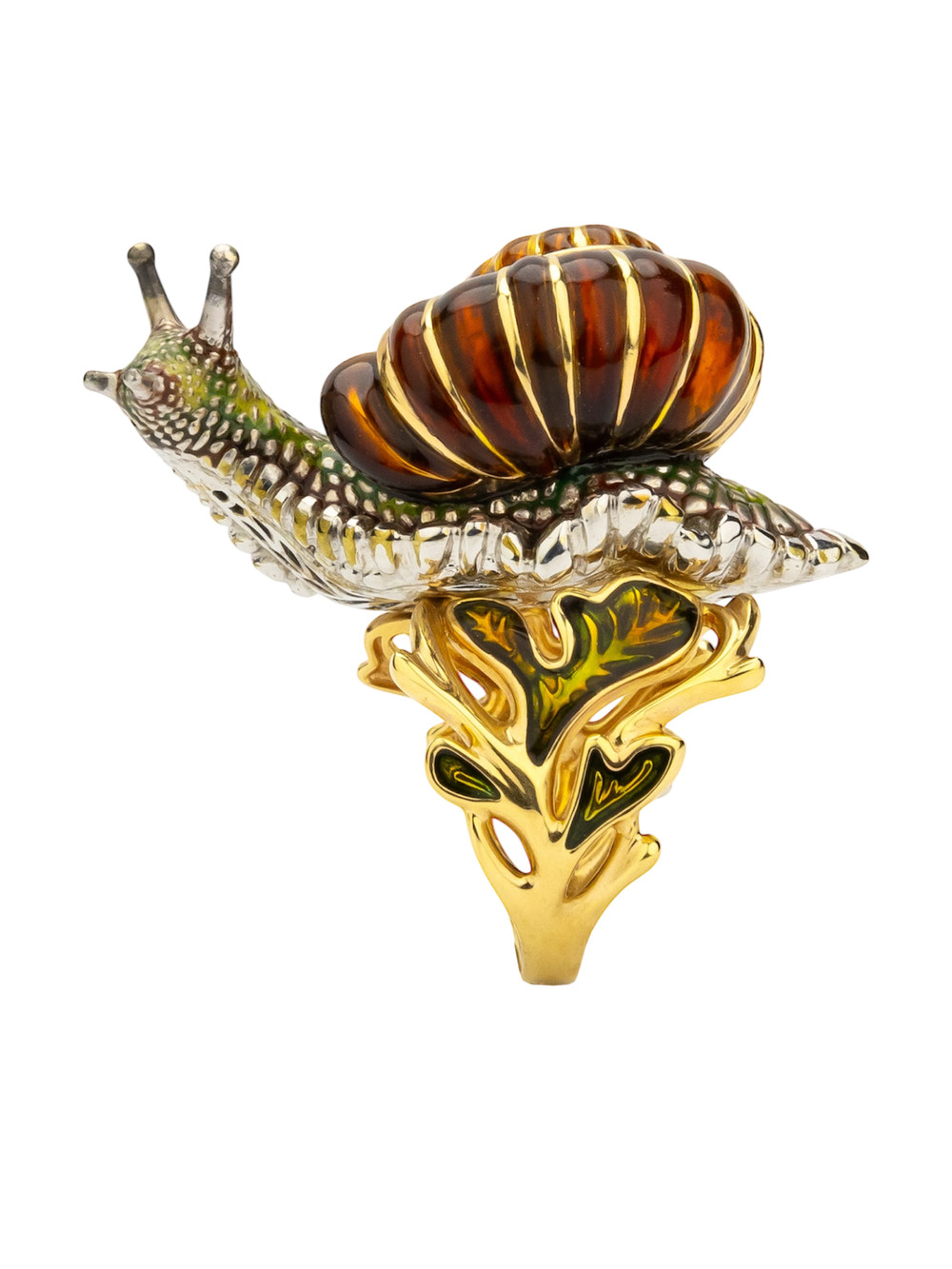 Кольцо из лимонного золота c эмаль