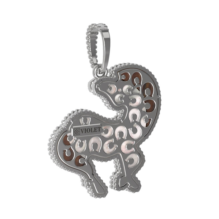 Подвеска из белого золота c эмаль , тигровым глазом и перламутром