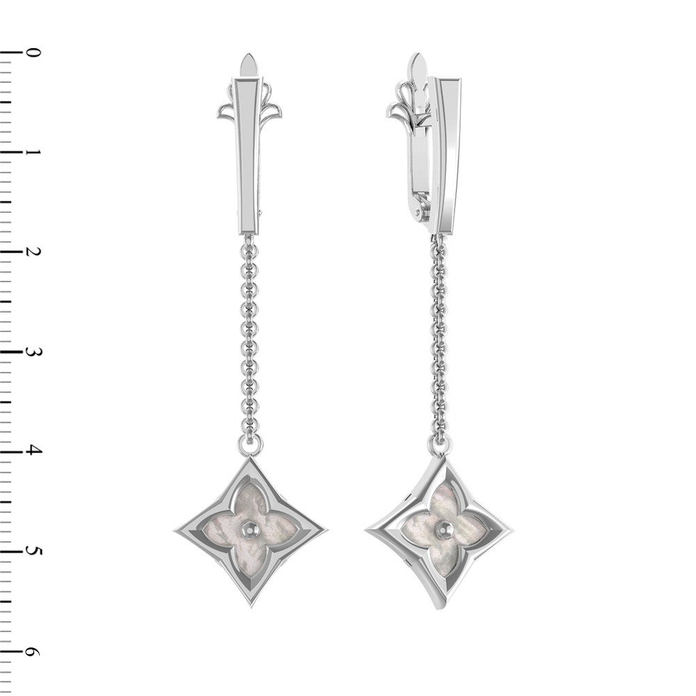 Серьги из белого золота c перламутром