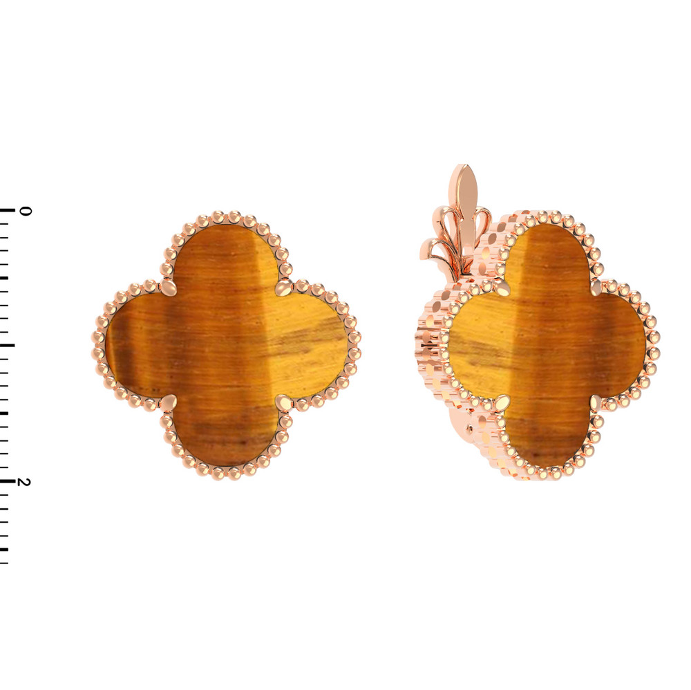 Серьги из золота c тигровым глазом