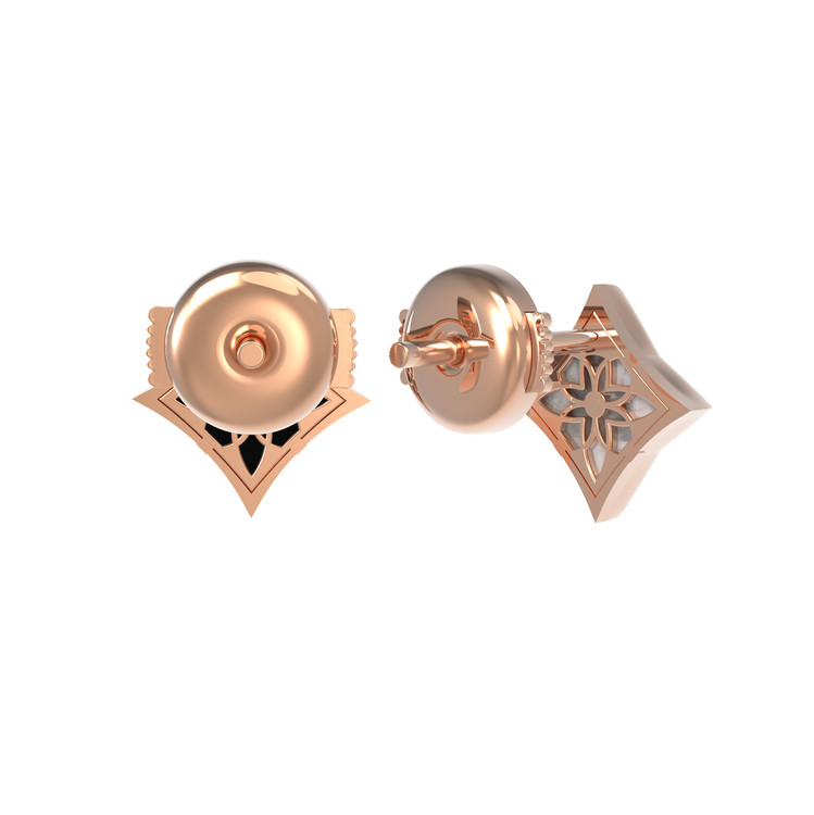 Серьги из золота c ониксом и перламутром